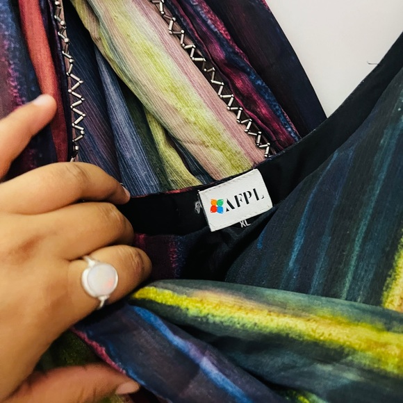 Black Multi colour gown , off shoulder with belt ! - Picture 5 of 13